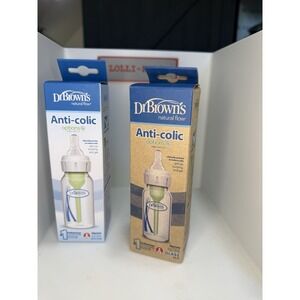 Set Of 2 - 4 Ounce Dr Browns Bottles 1 Glass And 1 Plastic. Both Step 1 Narrow